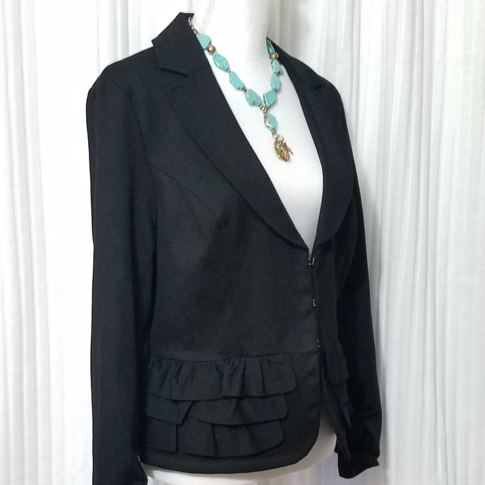 🎋I.N.C. Ruffled Hemline Ruched Sleeve Blazer - Picture 5 of 7